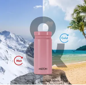 Milton Minimate 200 Thermosteel Insulated Water Bottle, 24 Hr Hot and Cold | Leak Proof Lid, ISI Certified I Vacuum Insulated | for Office, Gym, School | Pink