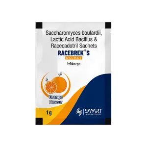 Racebrek S Sachet (Saccharomyces boulardii, Lactic Acid Bacillus & Racecadotril Sachets)