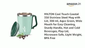 Cool Touch Coastal Coffee Mug Double Walled 350 ml Aqua Green 