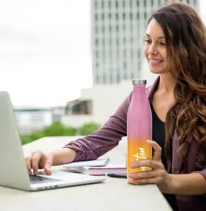 PRUDENT-350 Thermosteel Hot & Cold Water Bottle 360 ml Steel Bottle (Pack of 1, Pink, Orange)