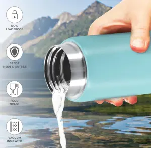  Minimate 200 Thermosteel Insulated Water Bottle, 24 Hr Hot and Cold | Leak Proof Lid, ISI Certified I Vacuum Insulated | for Office, Gym, School | Blue