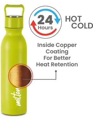 Alice 1000 Thermosteel Bottle, Neon Green 1000 ml Steel Bottle (Pack of 1, Green)