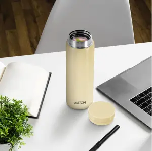 Milton Minimate 260 Thermosteel Insulated Water Bottle, 260 ml, 24 Hr Hot and Cold | Leak Proof Lid, ISI Certified I Vacuum Insulated | for Office, Gym, School | Ivory