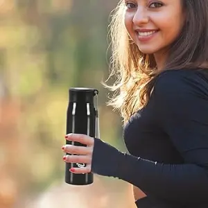 Handy Stainless Steel Sipper Black Colour Water Bottle (650 ML) 