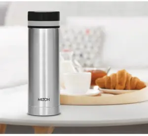 Slim 500 Thermosteel Vacuum Insulated Hot & Cold Water Bottle, 440 ml, Silver