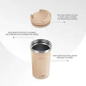 Corral 350 Thermosteel Vacuum Insulated Travel Mug, 290ml,  Cream Prolonged Hours Hot & Cold, Spill Proof & Easy to Sip, Leakproof & Rustproof, On The Go Coffee Cup
