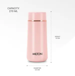 Starlit 270 Thermosteel Compact ISI Certified Water Bottle, Vacuum Insulated Hot and Cold I SS304 Stainless Steel, Leak Proof I 260 ml, Pink