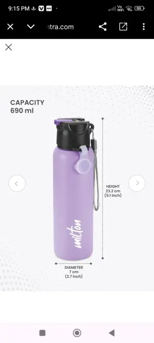 SIPSTAR - Stainless Steel Sipper Purple Colour Water Bottle 750ml