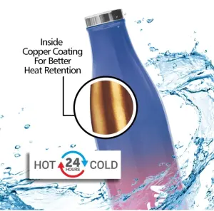 PRUDENT-350 Thermosteel Hot & Cold Water Bottle 360 ml Steel Bottle (Pack of 1, Pink, Blue)