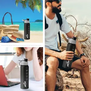 GRIPPER Stainless Steel Water Bottle, 750ml, Black