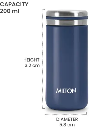 Shiny 200 Thermosteel Water Bottle 200 ml, 24 Hr Hot and Cold I Leak Proof Lid, ISI Certified I Vacuum Insulated I for Office, Gym, School IBlue