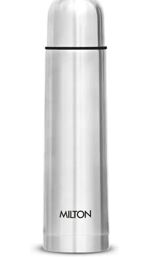 Milton Eco-Flip 750 Thermosteel Double Walled Vacuum Insulated Thermos Flask, 750 ml,24 Hr Hot and Cold I Leak Proof Lid, ISI Certified I Vacuum Insulated I for Office, Gym, School I Silver