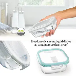 ALL FRESH  Borosilicate Glass Square Tiffin 3 Pcs Set  Packing: 3/8