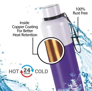 Ancy 1000 Thermosteel Water Bottle, ISI Certified, 24 Hr Hot and Cold 1000 ml Steel Flask (Pack of 1, Purple)