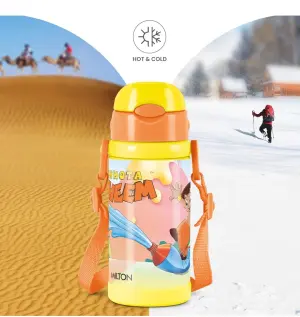 Milton Charmy 350 Chota Bhim Thermosteel Kids Water Bottle, 330 ml, Yellow | Vacuum Insulated | Hot & Cold | Leak Proof | Rust Proof | School | Picnic