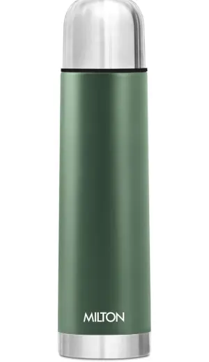 Milton Eco-Flip 750 Thermosteel Double Walled Vacuum Insulated Thermos Flask, 750 ml, 24 Hr Hot and Cold I Leak Proof Lid, ISI Certified I Vacuum Insulated I for Office, Gym, School I Green