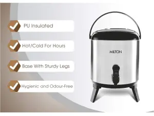 Milton Stellar 5 Thermosteel Water Jug, 4.6 litres, Silver | PU Insulated | Hot & Cold | Sturdy Base | Hygienic | Odour Free