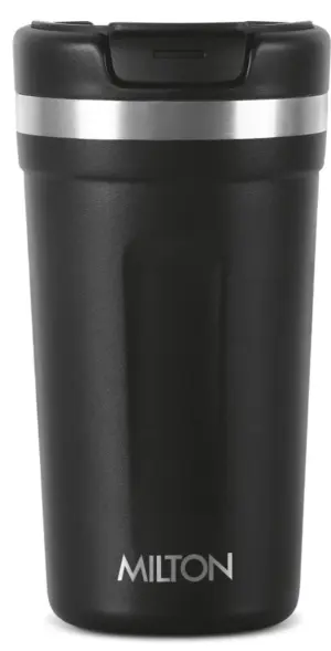 Corral 450 Thermosteel Vacuum Insulated Travel Mug 400ml,  Black, Prolonged Hours Hot & Cold, Spill Proof & Easy to Sip, Leakproof & Rustproof, On The Go Coffee Cup