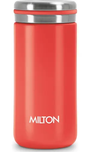 Shiny 200 Thermosteel Water Bottle 200 ml, 24 Hr Hot and Cold I Leak Proof Lid, ISI Certified I Vacuum Insulated I for Office, Gym, School I Red