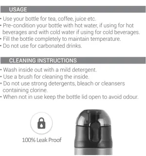 Milton New Crown 400 Thermosteel Water Bottle 350 ml with One Touch Safety Lock, 24 Hours Hot and Cold, Leak Proof Lid, ISI Certified I Vacuum Insulated I for Office, Gym, School I Black
