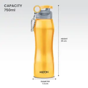HAWK Stainless Steel Water Bottle, 750 ml, Yellow 