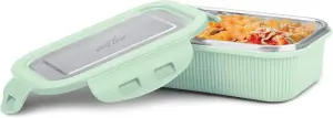 Cool Touch Rectangular Stainless Steel Container, 400 ml, Aqua Green