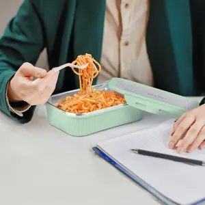 cool touch rectangular stainless steel container, 600 ml, aqua green 