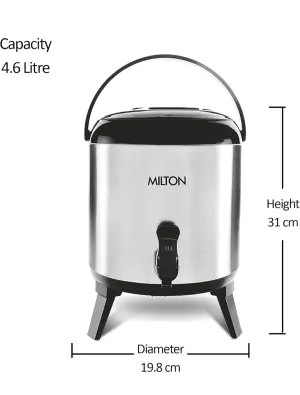 Milton Stellar 5 Thermosteel Water Jug, 4.6 litres, Silver | PU Insulated | Hot & Cold | Sturdy Base | Hygienic | Odour Free
