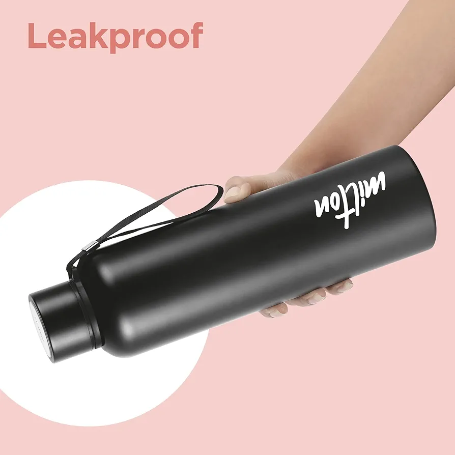 Aura 1000 Thermosteel Water Bottle, ISI Certified, 24 Hr Hot and Cold 1000ml Steel Flask (Pack of 1, Black)