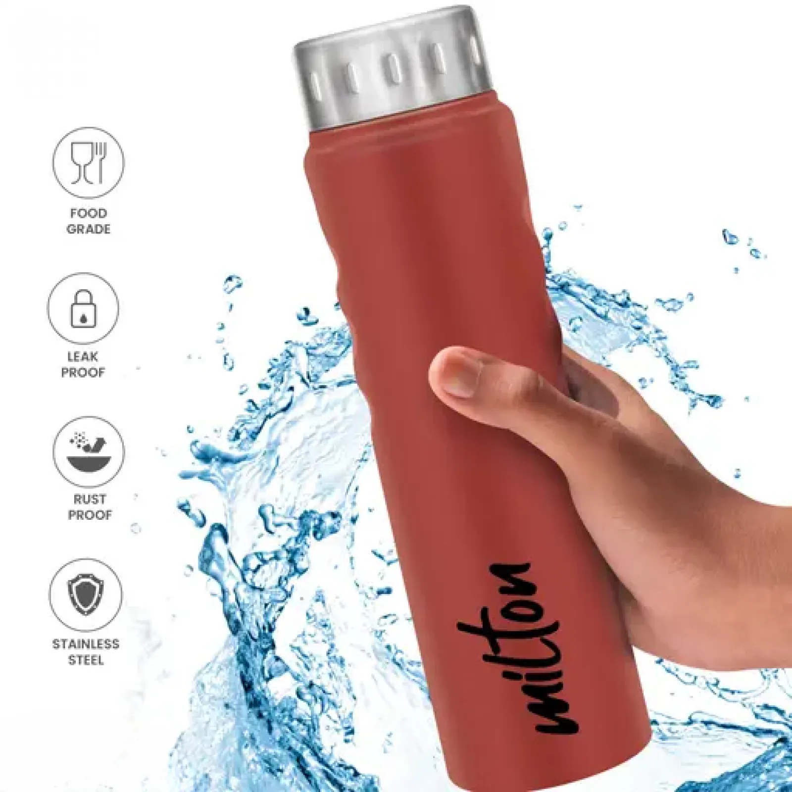 STREAM Stainless Steel Red Colour Water Bottle 1000 ml