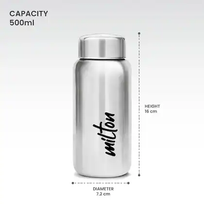 Aqua Stainless Steel Silver Colour Water Bottle 500 ml 