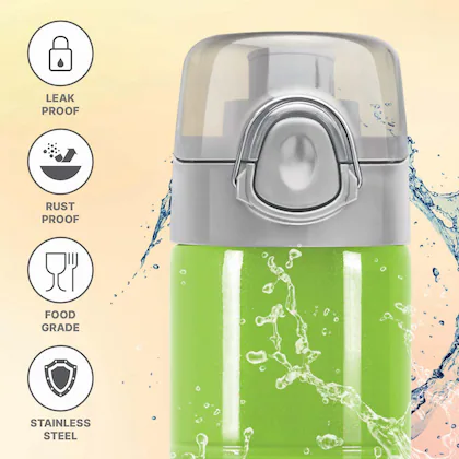 VOGUE Stainless Steel Parrot Green Colour Water Bottle 500 ml