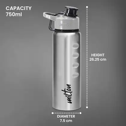 GRIPPER Stainless Steel Water Bottle, 750ml, Silver