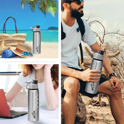 GRIPPER Stainless Steel Water Bottle, 750ml, Silver