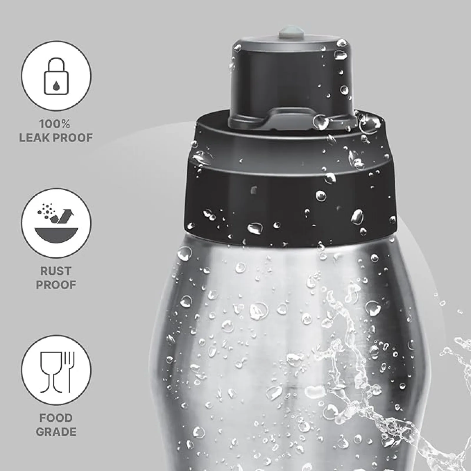 ACTIVE Stainless Steel Water Bottle, 750ml, Silver