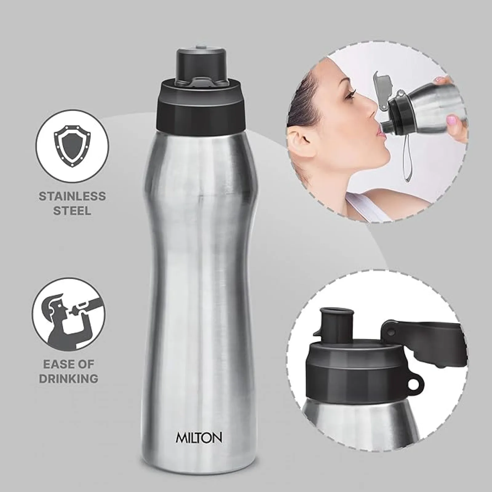 ACTIVE Stainless Steel Water Bottle, 750ml, Silver