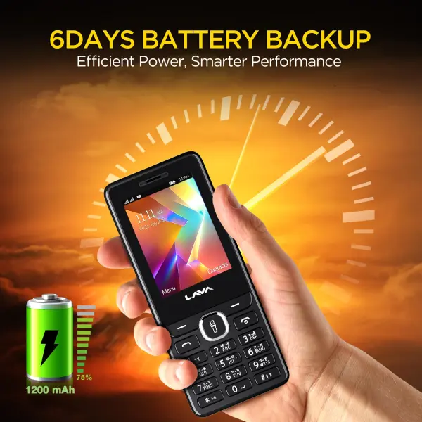 Lava A2 Smart (Balck) (1 Super bass Earphones free) 