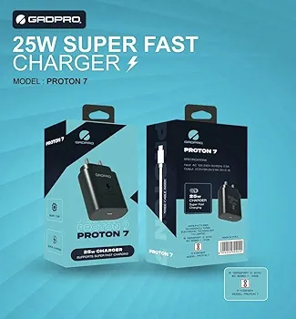 Gadpro Proton 7. 25W Charger  (Super bass Earphones Free) 