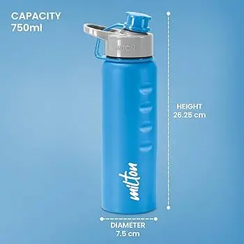 GRIPPER Stainless Steel Water Bottle, 750ml, Blue