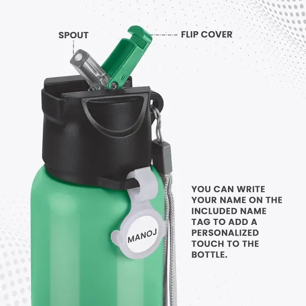 SIPSTAR - Stainless Steel Sipper Solid Green Colour Water Bottle 1000ml