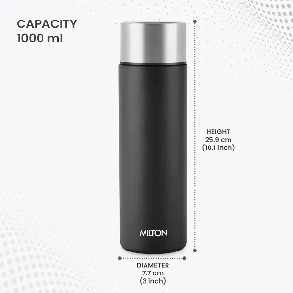 GLIDE Stainless Steel Black Water Bottle 1000 ml